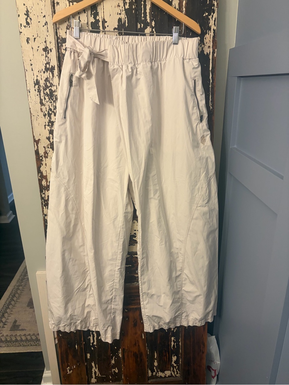 Free People FP Movement wide leg faux wrap w side tie relaxed fit comfy pants. L